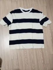 m ザラ ラウンドネック ストライプ 半袖 ニット アイボリー ネイビー