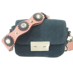 ザラ ベーシック ZARA BASIC ショルダーバッグ フェイクスエード 小型 ポシェット グリーン ピンク