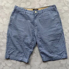 BEAMS ビームス ギンガムチェック コットンハーフパンツ M ブルー ショートパンツ