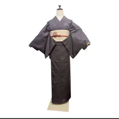 正絹 結城紬風 袷 フルセット コーディネート済 身丈157 裄64　コ8