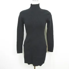 スライ SLY リブニット ワンピース 膝丈 長袖 ハイネック コットン 1 ブラック kz14165