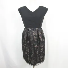 ロッソ ROSSO アーバンリサーチ ノースリーブ ワンピース 膝下丈 Vネック オーガンジー FREE ブラック kz14168