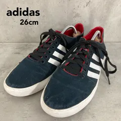 adidas アディダス ネオ スニーカー AW4632 26cm ブラック 黒 レッド 赤 キャンバス デッキシューズ メンズ カジュアル シューズ 3本ライン 靴 ローカット 廃盤 モデル ★ ■■