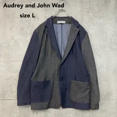 Audrey and John Wad オードリーアンドジョンワッド パッチワーク テーラードジャケット L 紺 グレー 切替 2B ストレッチ 伸縮 日本製 ランドワーズ A9203 カジュアル ジャケパン ★ ■◇のサムネイル