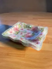 昭和レトロ　ガラス皿　花柄　小皿5枚セット