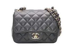 極美品 CHANEL シャネル ミニマトラッセ17 シングルフラップ ショルダーバッグ 29番台 ココマーク ラムスキン グレー 中古 4b012064