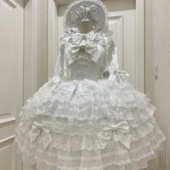 新品未使用 冬用 ロリータドレス JSK吊りスカート 多層レース＆リボン装飾 ドール風 甘ロリ 豪華デザイン 撮影会?推し活?イベント用 プレゼ