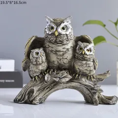 フクロウ 置物 ミニチュア かっこいい 手のひらサイズ 北欧風 室内 屋外 グレー おしゃれ ガーデニング雑貨 ガーデンオブジェ 置き物 ガー
