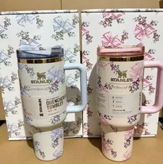 【新品未使用】STANLEY 40oz ボウタイフラワータンブラー ピンク / ブルー 保冷保温 ストロー付き