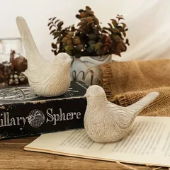 オブジェ インテリア 小鳥 置物 樹脂 木目調 ナチュラル 庭 窓辺 卓上 テーブル カフェ 装飾 飾り コンパクト セット かわいい おしゃれ