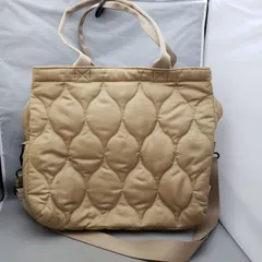 ROOTOTE　大容量 トートバッグ キルティングデザイン ショルダーストラップ付き ベージュ系　u7211s