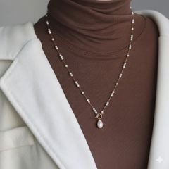 14kgf〕一粒スモーキークォーツとパールのネックレス - メルカリ