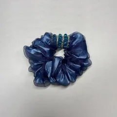 ヘアゴム　シュシュ　ブルー オシャレ