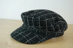 ハニーズ   ガールズ・レディース　キャスケット　黒色帽子　キャスケット　チェック柄　サイズ５７・５cm　帽子　[[1.1.]]