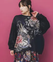 イズスカラー　isscolar 553267：花蝶裏毛×レース切替プルオーバー