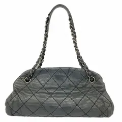 【6ae5540-k】シャネル ショルダーバッグ ワイルドステッチ レザー ブラック シルバー金具【中古】レディース