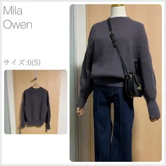 美品 Mila Owen ボリュームスリーブニットプルオーバー サイズ0(Sサイズ) チャコールグレー 厚手 秋冬 shopHappiness (3160