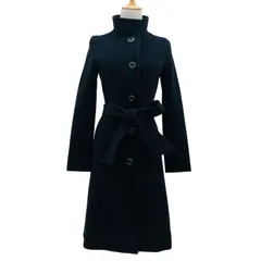 INDIVI ロングコート レディース ブラック サイズ36 羊毛55% アンゴラ45% 日本製 ベルト付【ZK71】