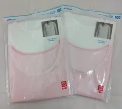【未開封】 UNIQLO エアリズム コットンブレンドタンクトップ 2枚組 100 ホワイト ピンク 2点セット