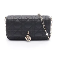 ディオール Dior ショルダーバッグ DIORTALK フォンバッグ カナージュ S09770NMJ ブラック レザー カナージュ チェーンショルダー レディース Used A