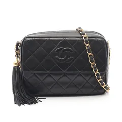 シャネル CHANEL ショルダーバッグ ココマーク ダイヤステッチ ブラック ラムスキン（羊革） マトラッセ ダイヤステッチ ココマーク フリンジ チェーンショルダー