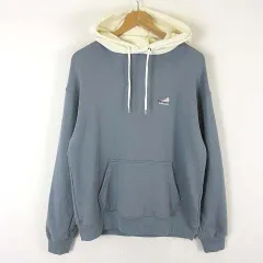 コンバース CONVERSE パーカー スウェット プルオーバー ロゴ ワンポイント 刺繍 フード 配色 コットン 長袖 L ブルーグレー オフ白