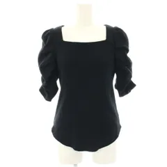 スナイデル SNIDEL 22SS パフスリワッフルプルオーバー カットソー Tシャツ スクエアネック 五分袖 F 黒 ブラック SWCT222126 /HN