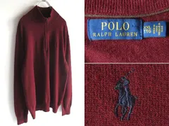POLO RALPH LAUREN ラルフローレン ポロポニーロゴ刺繍 ウール ハーフジップ ハイネックニット XXL バーガンディ 大きいサイズ ビッグサイズ 国内正規品