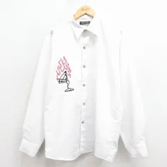 L/古着 長袖 シャツ メンズ カクテル 刺繍 白【spe】 25dec11