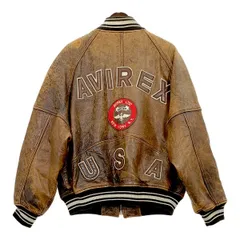 AVIREX アヴィレックス アビレックス レザー ジャケット ブルゾン 革ジャン American Classics メンズ XS ブラウン アウター DM17807■