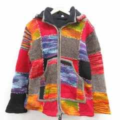 L/古着 長袖 ウール ジャケット パーカー メンズ グレー他 内側フリース 25dec11