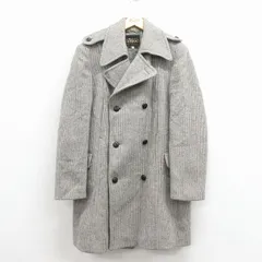 M/古着 長袖 ウール コート メンズ 80年代 80s ロング丈 グレー他【spe】 25dec11