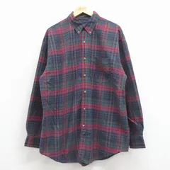 XL/古着 アロー 長袖 シャツ メンズ 90年代 90s ロング丈 コットン ボタンダウン USA製 緑他 チェック 25dec11