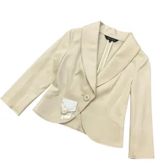 QUEENS COURT クイーンズコート テーラードジャケット 2 レディース コットン ナイロン ベージュ アイボリー 中古