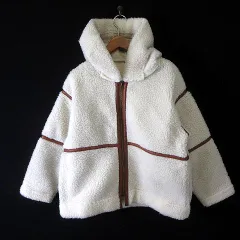 ティティベイト titivate オーバーサイズ ボア ジャケット ブルゾン パイピング ジップアップ フード S オフホワイト タグ付 美品