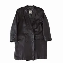 P.DORAL ヴィンテージ レザーコート ロングコート ラムレザー 羊革 ダブル M 9 黒 ブラック