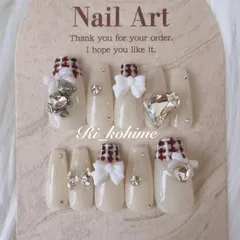 ネイルチップ　現品　フレンチガーリー　ちゅるん　ニュアンス　バレエコア　ワンホン　韓国　メンカラ　推しネイル　y2k  夢かわ　ツイード　バレエコア　赤　ボルドー　バーガンディ　ワインレッド　赤　推し　くま　クマ