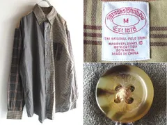 Brooks Brothers ブルックスブラザーズ コットンウール フランネル チェック/ヘリンボーン クレイジー切替 BDシャツ M マルチ