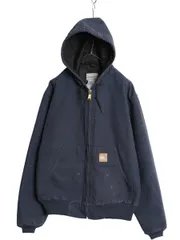 【お得なクーポン配布中!】 US企画 カーハート アクティブ ジャケット メンズ L / ワーク ダック フード パーカー 中綿 キルティング ライナー ブルゾン ジャンパー 紺