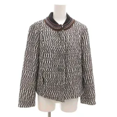 トリーバーチ TORY BURCH 美品 ノーカラージャケット ブルゾン 4 白 ホワイト 黒 ブラック IBO85 /YJのサムネイル