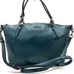 極美品⚫︎ コーチ ２WAY ハンドバッグ　ショルダーバッグ　ロゴ　金具　ブルー　レザー　　F23538