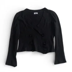 美品　FOXEY BOUTIQUE　フォクシーブティック　カーディガン　ブラック　ダブル　高級　カシミヤ　シルク　フレアスリーブ