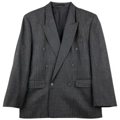 古着 next グレンチェック ピークドラペル ダブルブレスト ウールテーラードジャケット メンズM相当/eaa458435