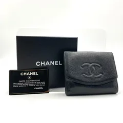 CHANEL シャネル　キャビアスキン　三つ折り財布　ココマーク　レザー　本革　ブラック　ゴールド金具　フランス製　シリアルシール、ギャランティーカードあり　5番台　箱付き　ラグジュアリー　高級　ハイブランド　レディース