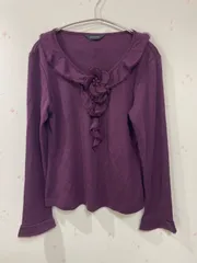 INGEBORG 日本製 フリルデザイン 長袖カットソー レディースM相当 パープル