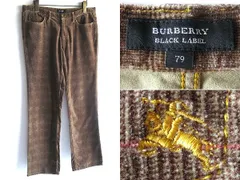 希少 BURBERRY BLACK LABEL バーバリーブラックレーベル ホースロゴ刺繍 ベロア チェックパンツ 79 ブラウン 茶 三陽商会正規品
