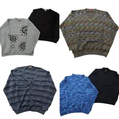 古着卸 まとめ売り 総柄 セーター 6枚セット (メンズ L ) カーディガン Vネック クルーネック 中古 古着 ND6471