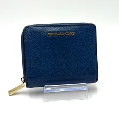 マイケルコース MICHAEL KORS 二つ折り財布 コンパクト財布 お札入れ ゴールド金具 男女兼用 ブルー レザー