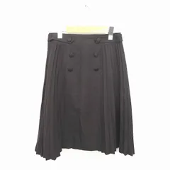 ロートレアモン LAUTREAMONT スカート プリーツ 膝下丈 無地 シンプル バックジップ ウール 2 茶 ブラウン /TT44