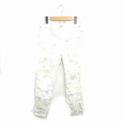 ノーリーズ Nolley's sophi パンツ スキニー 総柄 薄手 ジップフライ 綿 36 オフホワイト ライトグリーン 白 黄緑 /TT11